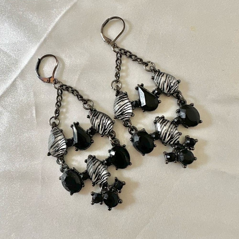 Black zebra statement earrings